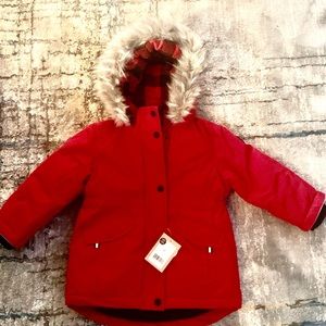 Canadian red shell coat, new unused with tags 3yr Toddler for size guide.